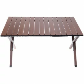 Стол кемпинговый складной 86*58*44 см, цвет: темное дерево, каркас алюминий