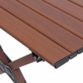 Стол кемпинговый складной 86*58*44 см, цвет: темное дерево, каркас алюминий