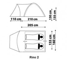 Палатка Rino 2 Royal, двухместная, синий/белый/красный цвет