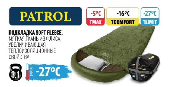 Спальный мешок-одеяло с капюшоном TauMANN Patrol