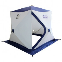 Палатка КУБ 3 (трехслойная) Эконом, бело-синяя