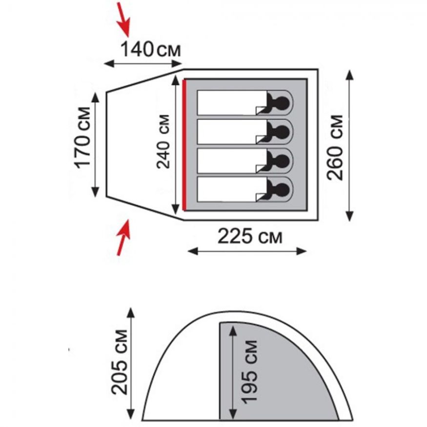 Палатка Bell 4 v2, зеленый цвет, Tramp
